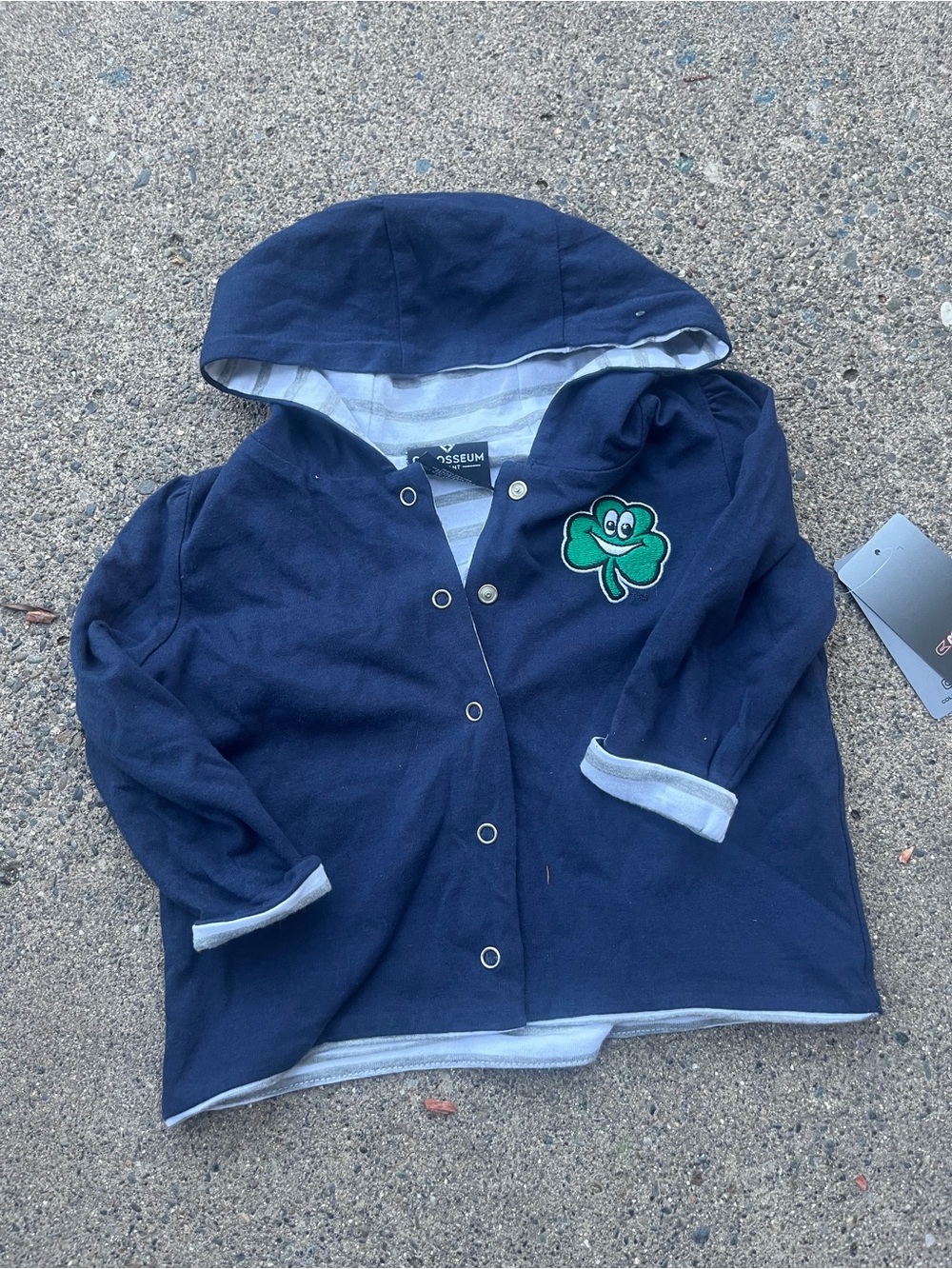 NWT Notre Dame Colosseum Navy Hooded Baby Jacket Clover 9-12 Months